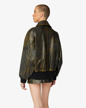 Load image into Gallery viewer, Workwear Rub-Off Leather Bomber | Unisex Coats & Jackets Black | GCDS®