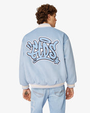 Load image into Gallery viewer, Graffiti-Logo Varsity Bomber | Unisex Coats & Jackets Light Blue | GCDS®