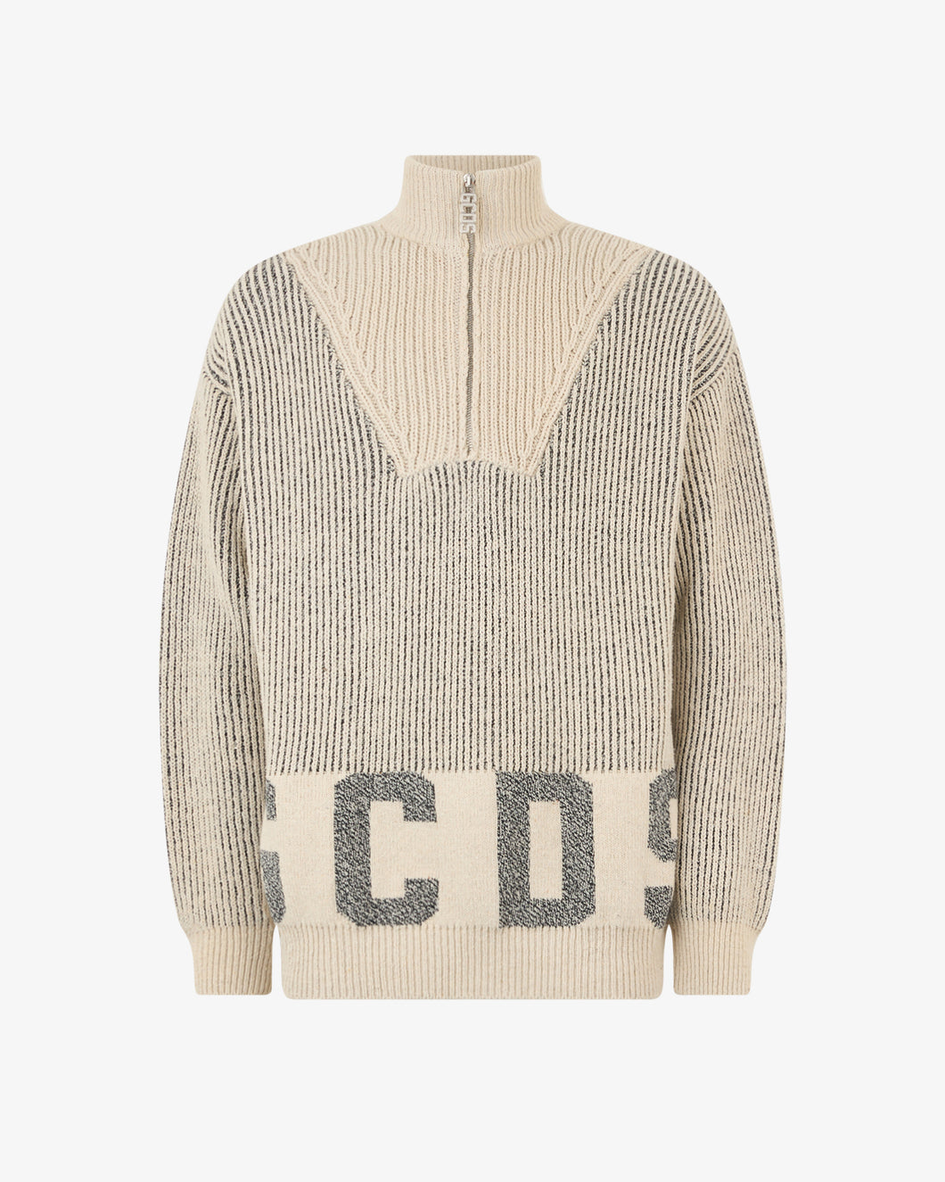 Ribbed Low Logo Half Zip Sweater