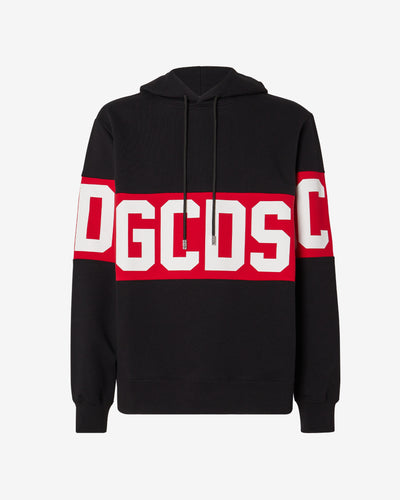 Gcds logo Band Regular Hoodie | Men Hoodie Black | GCDS