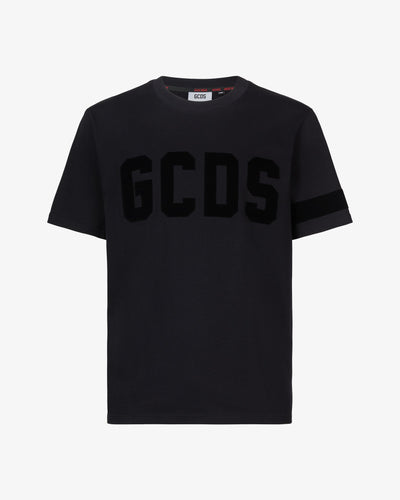 Gcds Logo Velvet T-Shirt | Men T-shirts Black | GCDS®