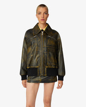 Load image into Gallery viewer, Workwear Rub-Off Leather Bomber | Unisex Coats &amp; Jackets Black | GCDS®
