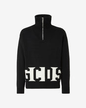 Load image into Gallery viewer, Gcds Low Band Half Zip Mockneck | Men Knitwear Black | GCDS®

