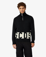 Load image into Gallery viewer, Gcds Low Band Half Zip Mockneck | Men Knitwear Black | GCDS®
