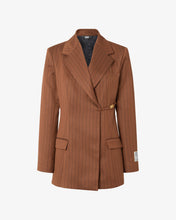 Load image into Gallery viewer, Pinstripe Clip Blazer | Women Coats &amp; Jackets Brown | GCDS®
