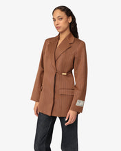 Load image into Gallery viewer, Pinstripe Clip Blazer | Women Coats &amp; Jackets Brown | GCDS®
