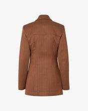 Load image into Gallery viewer, Pinstripe Clip Blazer | Women Coats &amp; Jackets Brown | GCDS®
