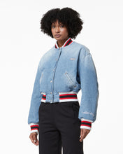 Load image into Gallery viewer, Hello Kitty Denim Bomber | Women Outerwear New Light Blue | GCDS Spring/Summer 2023

