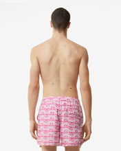 Load image into Gallery viewer, All-Over Waved Logo Print Swim Shorts | Men Swimwear Fuchsia | GCDS Spring/Summer 2023
