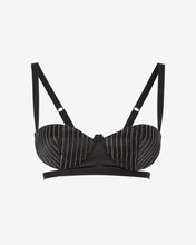 Load image into Gallery viewer, Pinstrip Bra | Women Tops Black | GCDS Spring/Summer 2023
