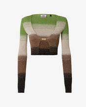 Load image into Gallery viewer, Lurex Degradé Mini Cardigan | Women Knitwear Military Green | GCDS Spring/Summer 2023
