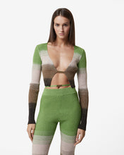 Load image into Gallery viewer, Lurex Degradé Mini Cardigan | Women Knitwear Military Green | GCDS Spring/Summer 2023

