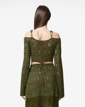 Load image into Gallery viewer, Gcds Monogram Macramé Sweater | Women Knitwear Military Green | GCDS Spring/Summer 2023
