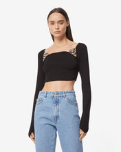 Load image into Gallery viewer, Logo Chain Long Sleeves Top | Women Tops Black | GCDS Spring/Summer 2023
